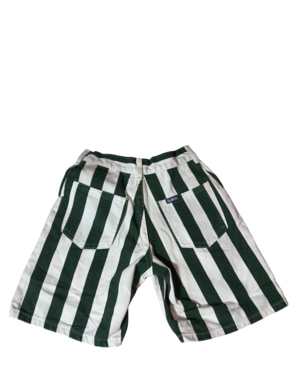 Vintage OshKosh B’Gosh Kids Size 6R Green White Striped Denim Shorts USA